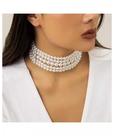 Chunky Pearl Necklaces for Women Big Pearl Necklace Large Pearl Collar Necklace for Women Girls Pearl Statement Necklace Brid...