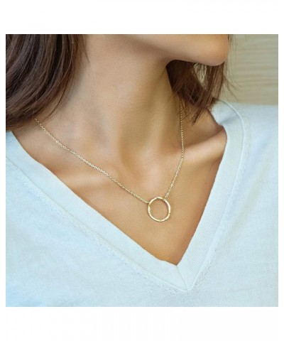 Moon Pendant Necklace 14K Gold Fill Dainty Hammered Moon Phase Gold Choker Simple Crescent Moon Full Moon Karma Circle Choker...