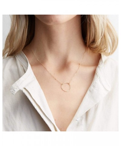 Moon Pendant Necklace 14K Gold Fill Dainty Hammered Moon Phase Gold Choker Simple Crescent Moon Full Moon Karma Circle Choker...