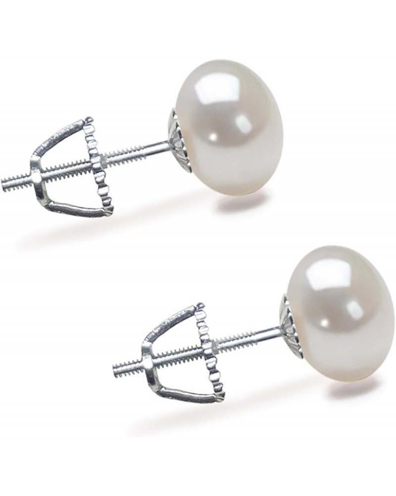 5-11mm White Freshwater Cultured Pearl Earrings Stud for Women 925 Sterling Silver Push Back or Screw Back Settings AA Qualit...