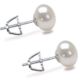 5-11mm White Freshwater Cultured Pearl Earrings Stud for Women 925 Sterling Silver Push Back or Screw Back Settings AA Qualit...