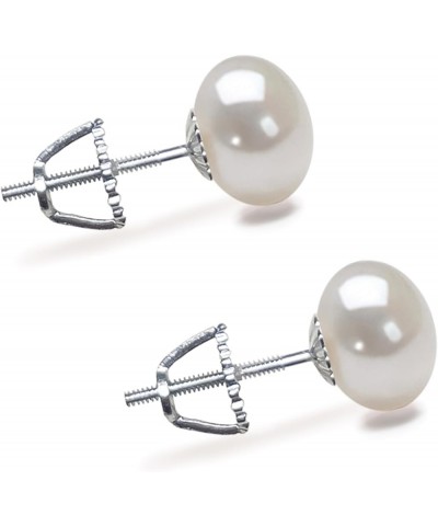 5-11mm White Freshwater Cultured Pearl Earrings Stud for Women 925 Sterling Silver Push Back or Screw Back Settings AA Qualit...