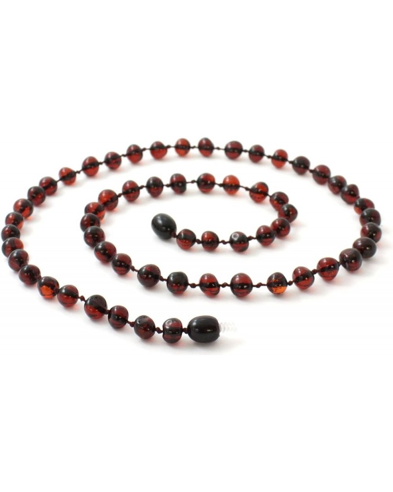 Baltic Amber Necklace for Adults (Women and Men) - 17.5 Inches Long - Polished Beads Black / Cherry 25.5 Inches $14.74 Necklaces