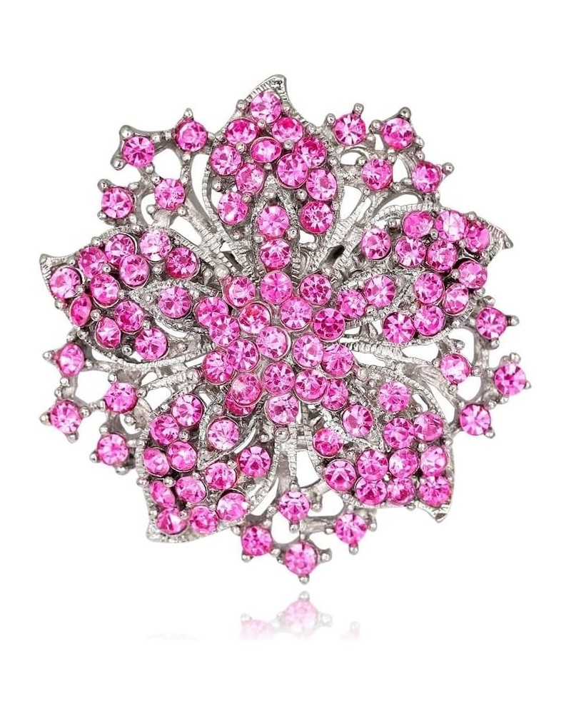 Wedding Bridal Big Crystal Rhinestone Bouquet Brooch Pin for Women (Black Tear Drop) pink flower $6.50 Brooches & Pins