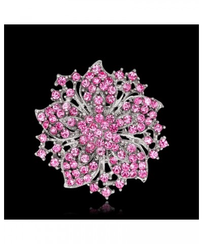 Wedding Bridal Big Crystal Rhinestone Bouquet Brooch Pin for Women (Black Tear Drop) pink flower $6.50 Brooches & Pins