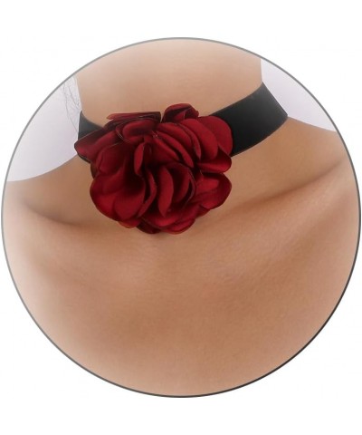 Bold Red Rose Black Choker Fashion Flower Chain Decor Choker Necklace Gothic Choker for Women Christmas Gifts Nightclub Party...