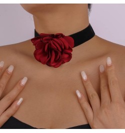 Bold Red Rose Black Choker Fashion Flower Chain Decor Choker Necklace Gothic Choker for Women Christmas Gifts Nightclub Party...