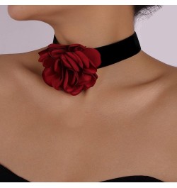 Bold Red Rose Black Choker Fashion Flower Chain Decor Choker Necklace Gothic Choker for Women Christmas Gifts Nightclub Party...