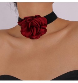 Bold Red Rose Black Choker Fashion Flower Chain Decor Choker Necklace Gothic Choker for Women Christmas Gifts Nightclub Party...