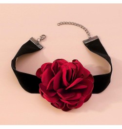 Bold Red Rose Black Choker Fashion Flower Chain Decor Choker Necklace Gothic Choker for Women Christmas Gifts Nightclub Party...