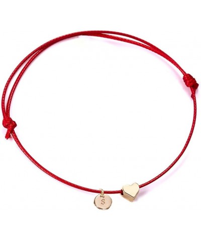 26 Letters Red String Bracelet Love Heart Alphabet Bracelet for Men Women Adjustable Heart Initial Bracelet Jewelry S $8.24 B...