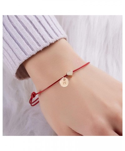 26 Letters Red String Bracelet Love Heart Alphabet Bracelet for Men Women Adjustable Heart Initial Bracelet Jewelry S $8.24 B...