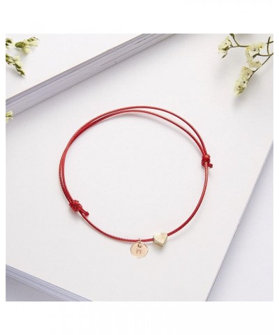 26 Letters Red String Bracelet Love Heart Alphabet Bracelet for Men Women Adjustable Heart Initial Bracelet Jewelry S $8.24 B...