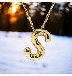 Bubble Letter Necklace Gold (S) $7.83 Necklaces