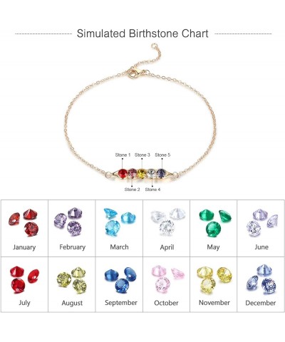 Personalized Link Bracelets for Women Custom Link Bracelet with 1-5 Simulated Birthstones Charm Bracelets Jewelry Pea in a Po...