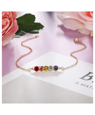 Personalized Link Bracelets for Women Custom Link Bracelet with 1-5 Simulated Birthstones Charm Bracelets Jewelry Pea in a Po...