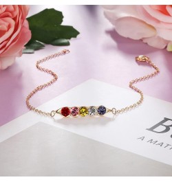 Personalized Link Bracelets for Women Custom Link Bracelet with 1-5 Simulated Birthstones Charm Bracelets Jewelry Pea in a Po...