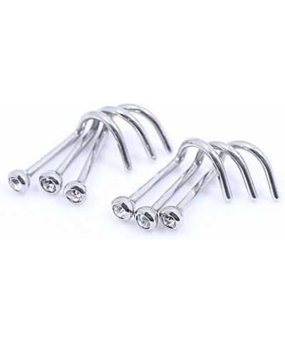 6PCS Surgical Steel/Titanium Nose Studs for Women Nostril Piercing Jewelry 22g / 20g / 18g 2mm crystal/Screw/20g/Silver Surgi...