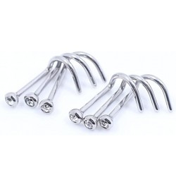 6PCS Surgical Steel/Titanium Nose Studs for Women Nostril Piercing Jewelry 22g / 20g / 18g 2mm crystal/Screw/20g/Silver Surgi...