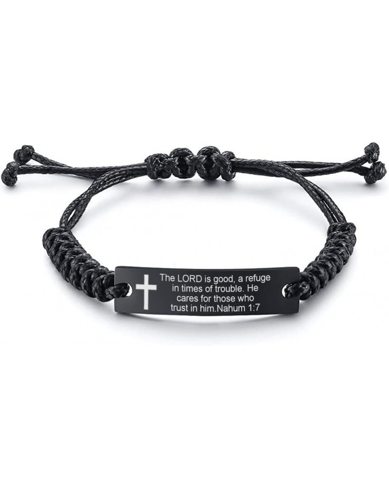 QINGDUO Personalized Unisex Religious Bible Verse Scripture Quotes Bracelet Faith Christian Adjustable Cord Stainless Steel E...