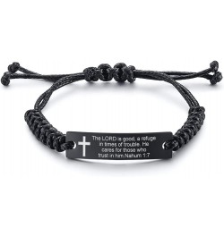 QINGDUO Personalized Unisex Religious Bible Verse Scripture Quotes Bracelet Faith Christian Adjustable Cord Stainless Steel E...