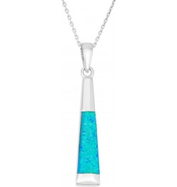 Sterling Silver Created Opal Vertical Bar Pendant with 18" Chain Blue Opal $18.45 Necklaces