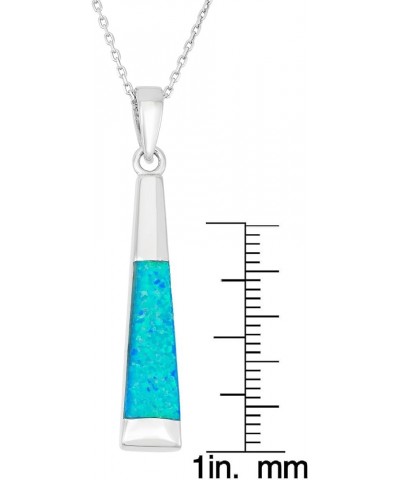 Sterling Silver Created Opal Vertical Bar Pendant with 18" Chain Blue Opal $18.45 Necklaces