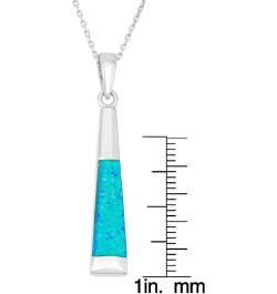 Sterling Silver Created Opal Vertical Bar Pendant with 18" Chain Blue Opal $18.45 Necklaces