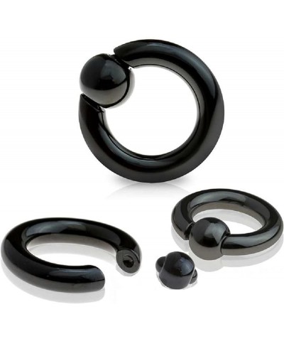 Captive Bead Ring Black IP Spring Action Easy Pop Out 316L Surgical Steel 8g (3.2 mm) 1/2"-12 mm $7.79 Body Jewelry