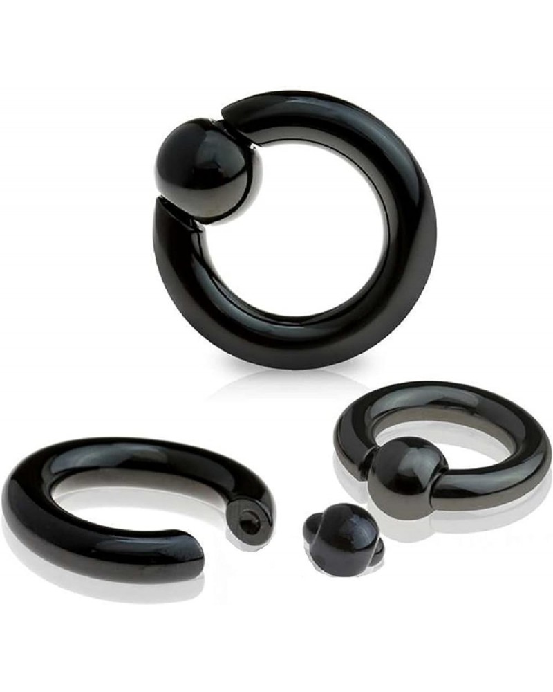 Captive Bead Ring Black IP Spring Action Easy Pop Out 316L Surgical Steel 8g (3.2 mm) 1/2"-12 mm $7.79 Body Jewelry