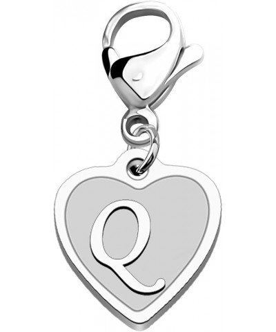 Initial Letter A-Z Alphabet Heart Charm for Bracelet Keychain Necklace Initial Stainless steel Clasp Clip on Charm intial Q $...