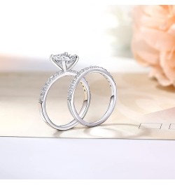 2 Carat Oval Engagement Rings Set for Women | Cubic Zirconia Wedding Sets | Wedding Band Ring | Promise Rings for Her 18K Whi...