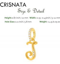 Complete Initial A-Z 26 Letter Dangle Charms, 18k Yellow Gold 925 Sterling Silver Dangling CZ Stone Alphabet Beads, fits Euro...