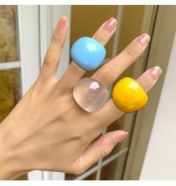 Colorful Chunky Acrylic Wide Band Rings Set,Resin Chunky Knuckle Finger Rings Stackable Rings Y2K Jewelry for Women Girls Whi...