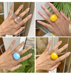 Colorful Chunky Acrylic Wide Band Rings Set,Resin Chunky Knuckle Finger Rings Stackable Rings Y2K Jewelry for Women Girls Whi...