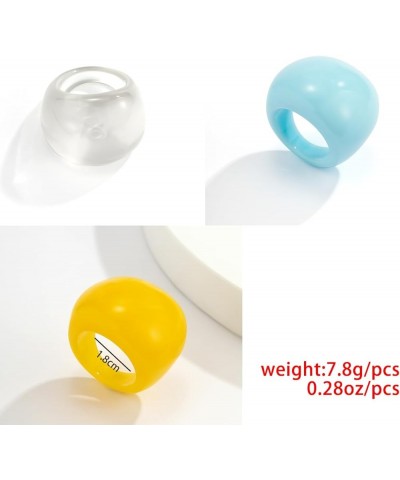 Colorful Chunky Acrylic Wide Band Rings Set,Resin Chunky Knuckle Finger Rings Stackable Rings Y2K Jewelry for Women Girls Whi...