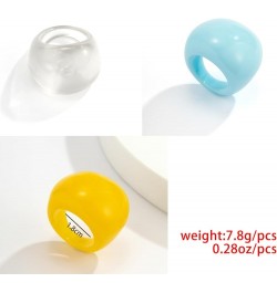 Colorful Chunky Acrylic Wide Band Rings Set,Resin Chunky Knuckle Finger Rings Stackable Rings Y2K Jewelry for Women Girls Whi...