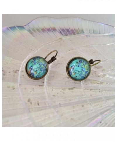 Vintage Starry Night Landscape Painting Glass Dangle Earrings for Women Art Jewelry Van Gogh Starry Sky Oil Painting Drop Ear...