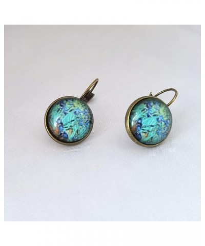 Vintage Starry Night Landscape Painting Glass Dangle Earrings for Women Art Jewelry Van Gogh Starry Sky Oil Painting Drop Ear...