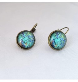 Vintage Starry Night Landscape Painting Glass Dangle Earrings for Women Art Jewelry Van Gogh Starry Sky Oil Painting Drop Ear...