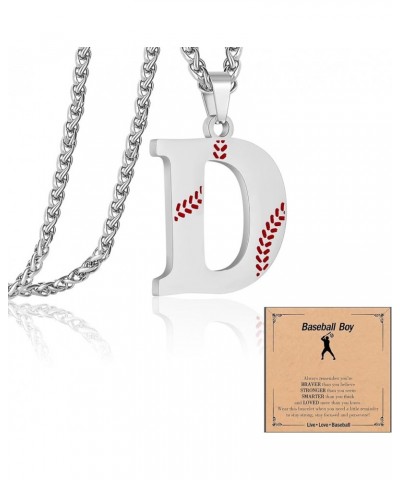 Baseball Initial Letter Necklace for Teen Boy, Stainless Steel Pendant Accessories Sport Charm Necklaces Personalized A-Z Let...