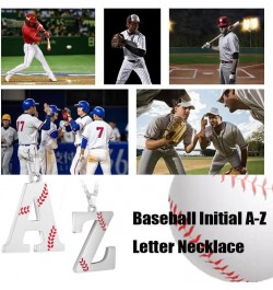 Baseball Initial Letter Necklace for Teen Boy, Stainless Steel Pendant Accessories Sport Charm Necklaces Personalized A-Z Let...