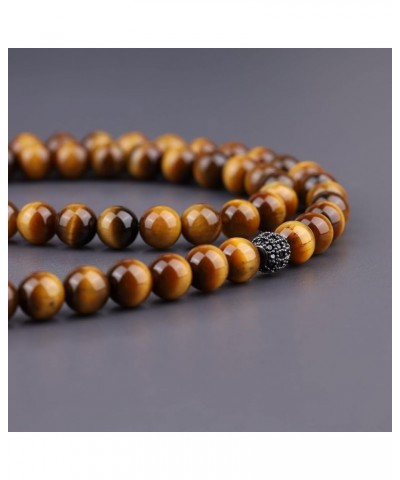 Religious Jewelry Cross Stone Beaded Necklace Tiger Eye $16.80 Necklaces