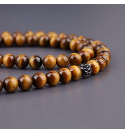 Religious Jewelry Cross Stone Beaded Necklace Tiger Eye $16.80 Necklaces