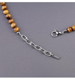 Religious Jewelry Cross Stone Beaded Necklace Tiger Eye $16.80 Necklaces