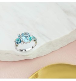 Womens 925 Sterling Silver Lovely Rose Oval Cut Gem Band Ring Blue $20.16 Rings