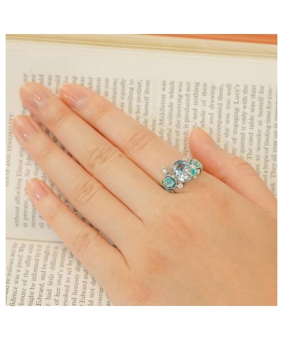 Womens 925 Sterling Silver Lovely Rose Oval Cut Gem Band Ring Blue $20.16 Rings