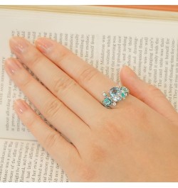 Womens 925 Sterling Silver Lovely Rose Oval Cut Gem Band Ring Blue $20.16 Rings