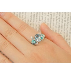 Womens 925 Sterling Silver Lovely Rose Oval Cut Gem Band Ring Blue $20.16 Rings