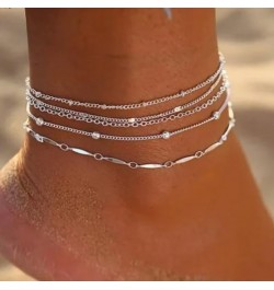 Ankle Bracelets for Women，Gold Layered Waterproof Anklet for Women 14K Gold Filled Anklets Set Layered Cuban Link Herringbone...